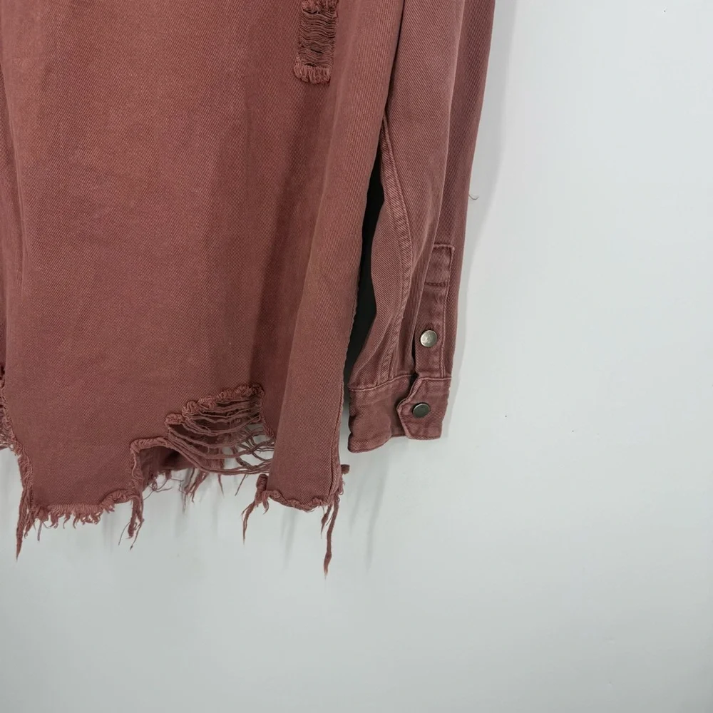 American Bazi Distressed Frayed Hem Denim deep mauve pink Jacket M
